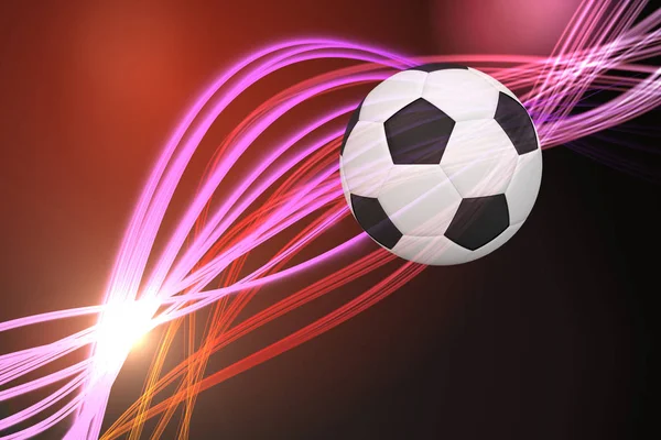 Fußball Gegen Gebogenes Laserlicht Design Pink — Stockfoto