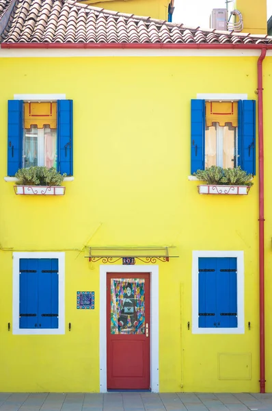 Casas Pintadas Pitorescas Isla Burano Venecia Italia — Foto de Stock