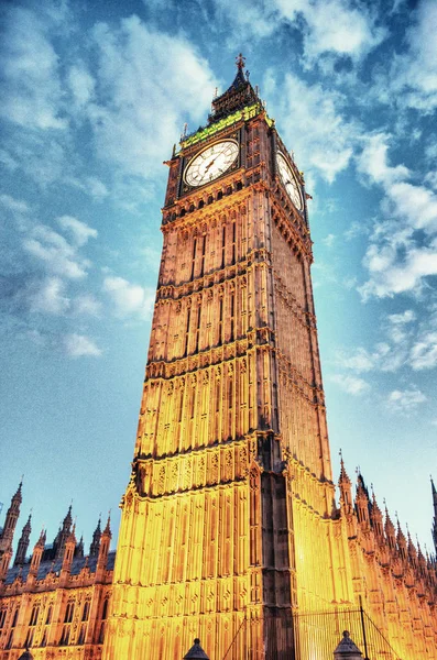 Underbar Natt Gatuvy Över Big Ben London Storbritannien — Stockfoto