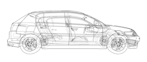 概念車の設計図です イラスト ワイヤー フレームのスタイル — ストック写真