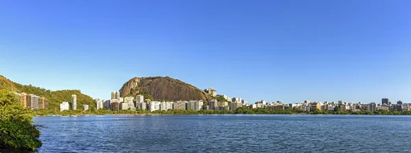 Panoramatický Snímek Slavného Krajiny Rio Janeira Laguny Rodrigo Freitas Kopce — Stock fotografie