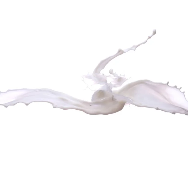Mjölk Eller Färg Stänk Isolerad Vit Bakgrund — Stockfoto