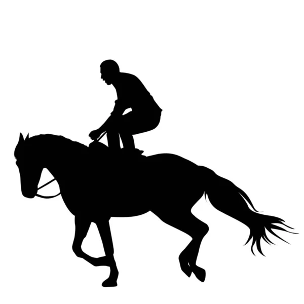 Ilustração Uma Corrida Cavalos Jóquei Visto Lado Fundo Branco