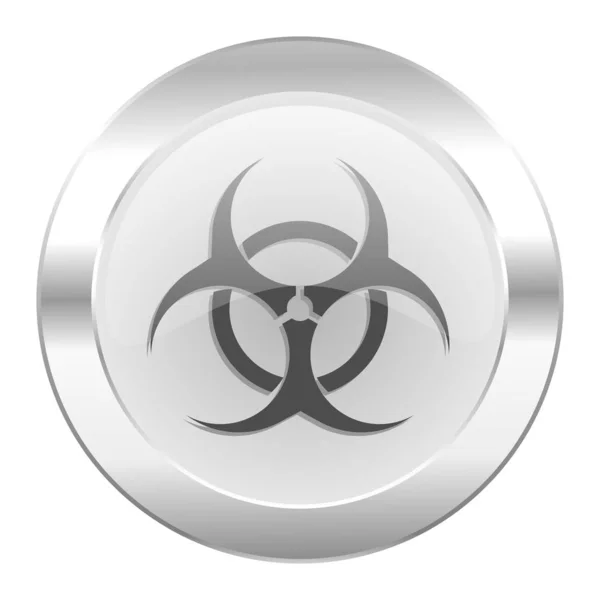 Chrome Www Ikona Białym Tle Biohazard — Zdjęcie stockowe