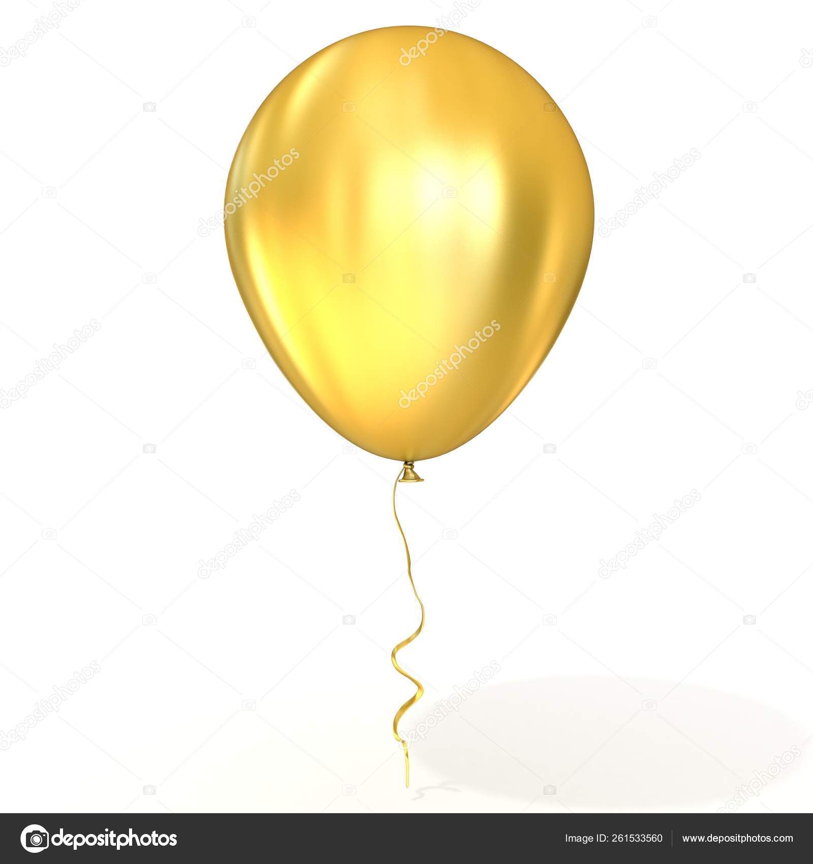 Golden Balloon Ribbon Isolated White Background — Stock Photo