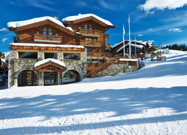 Estância Esqui Montanha Com Neve Inverno Courchevel Alpes França — Fotografia de Stock