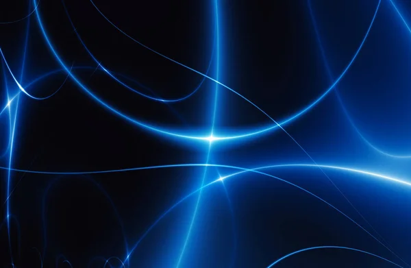 Karanlıkta Mavi Işıklar Dansı Bilgisayar Oluşturulan Soyut Arka Plan — Stok fotoğraf
