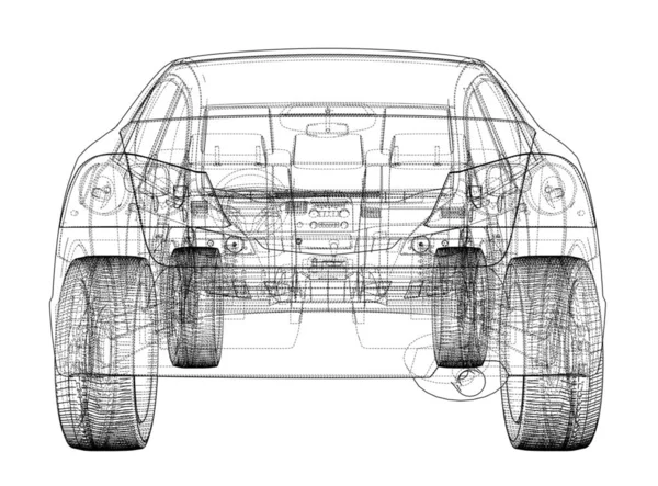 Concept Carro Modelo Ilustração Estilo Fio Quadro — Fotografia de Stock