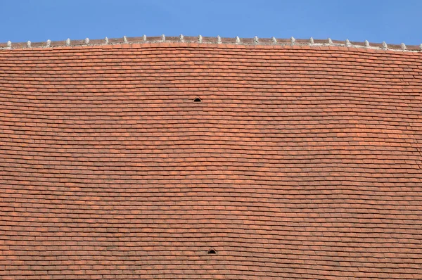 Horizontale Afbeelding Van Tegels Een Oud Dak — Stockfoto