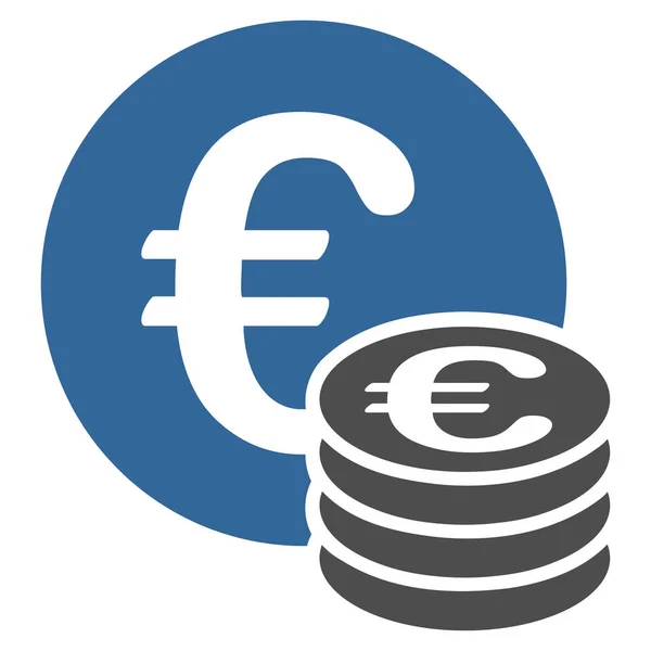 Euro Moneda Pila Icono Estilo Glifo Bicolor Plano Cobalto Símbolo — Foto de Stock