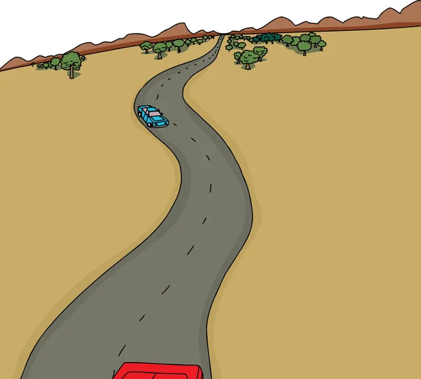 Cartoon Hintergrund Mit Autos Auf Wüstenautobahn — Stockfoto