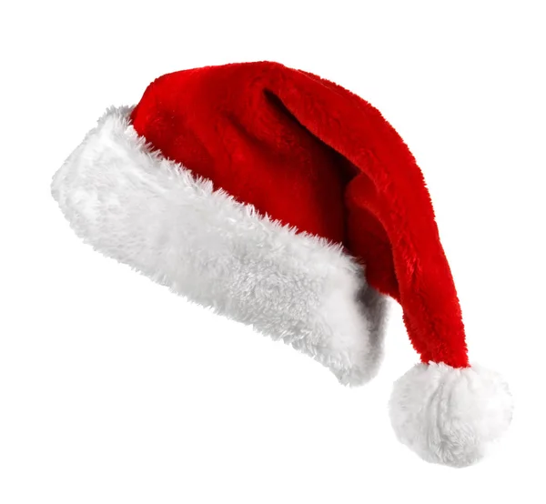 Einzelne Weihnachtsmann Rote Mütze Isoliert Auf Weißem Hintergrund — Stockfoto