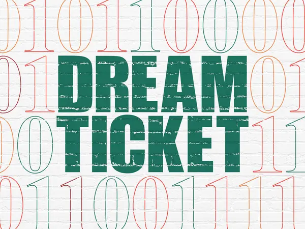 Concetto Finanza Testo Verde Dipinto Dream Ticket Sfondo Muro Mattoni — Foto Stock