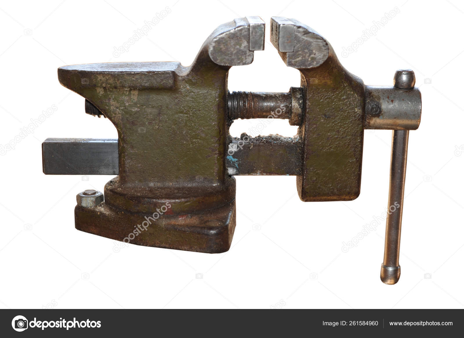 Old Used Bench Vise White Background Stock Photo C Yayimages