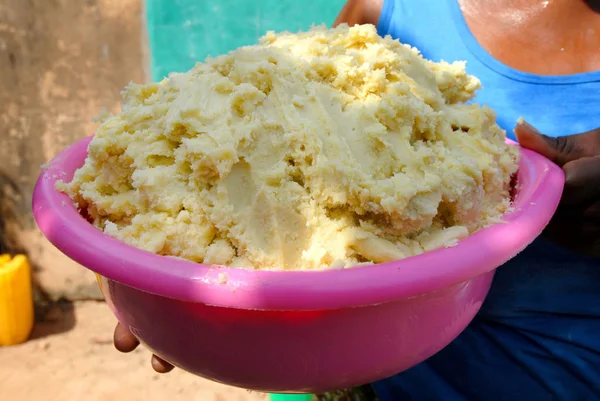 Kom Met Crème Van Sheaboom Boter — Stockfoto