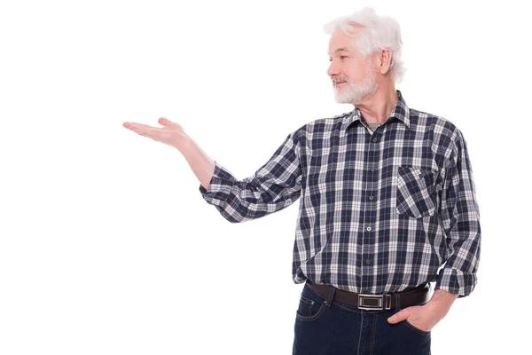 Hombre Guapo Anciano Con Barba Blanca — Foto de Stock