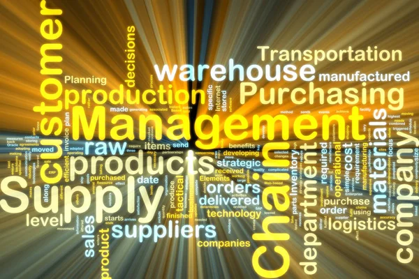 Word Cloud Tags Concept Illustration Supply Chain Management Glowing Light — Stock Photo, Image