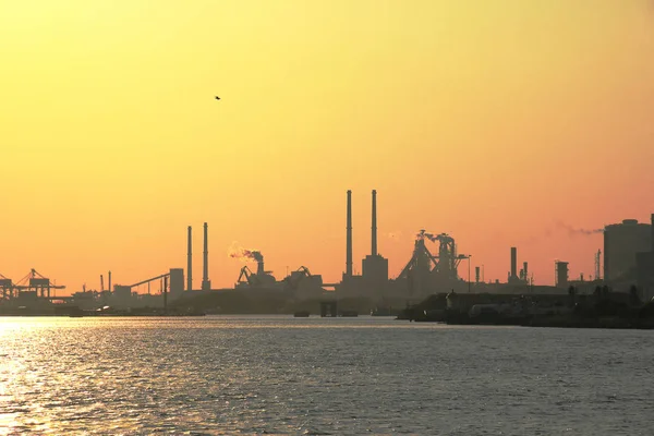 Skyline Industrial Area Sunset — Stock Photo, Image