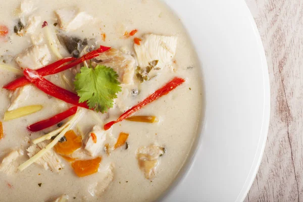 Closeup Supă Tom Kha Gai — Fotografie, imagine de stoc