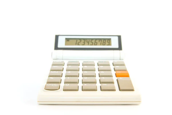 Calculadora Blanca Con Botones Blanco Naranja Sobre Fondo Blanco —  Fotos de Stock