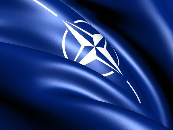 North Atlantic Treaty Organization Flag Close — Stock Photo, Image