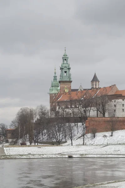 Una Vista Los Wawel Invierno Cracovia Polonia — Foto de Stock