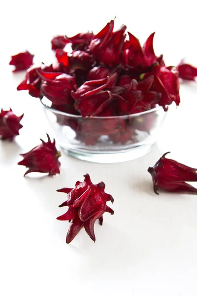 Roselle Hibiscus Sabdariffa Derin Kırmızı Bitkisel Çiçek — Stok fotoğraf