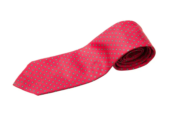 Червоний Зеленими Точками Ділова Краватка Шиї Ізольована Білому Тлі — стокове фото