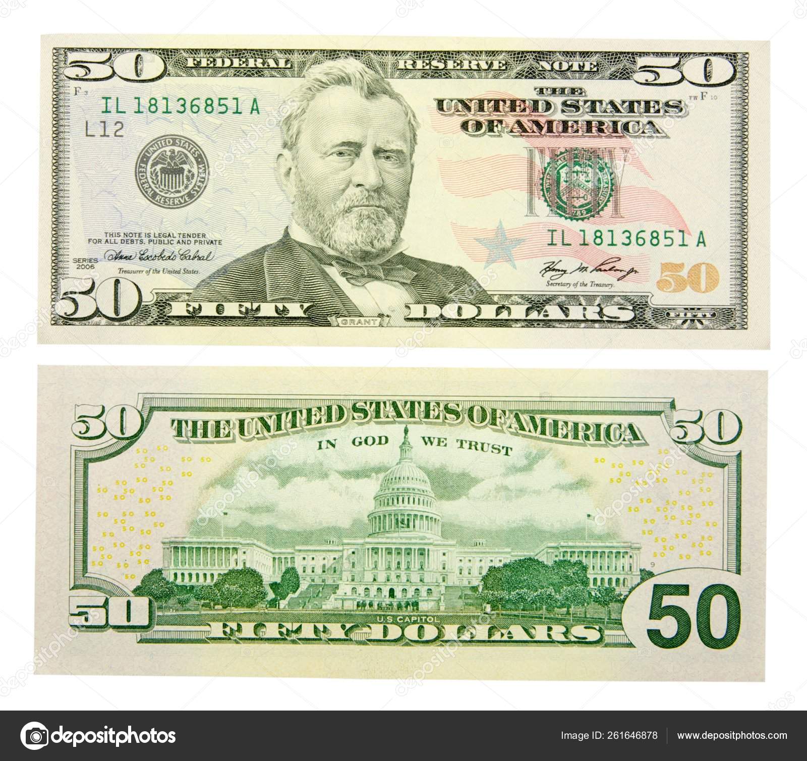 Billet Dollars Isolé Sur Blanc — Illustration de stock par ©YAYImages -  261646878, image size:1600x1508