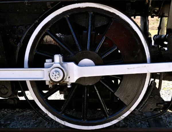 Lokomotiv Wheel Närbild Visa — Stockfoto