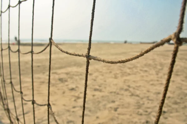 Закрытый Вид Сетку Мячом Пляже Гоа Арале — стоковое фото