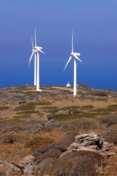 Ορεινό Τοπίο Ανεμόμυλοι Κρήτη Ελλάδα — Φωτογραφία Αρχείου