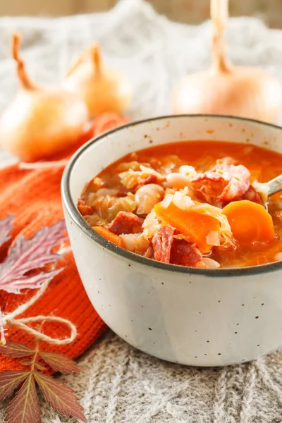 Fresh Homemade Soup Background Close — Stock Photo, Image
