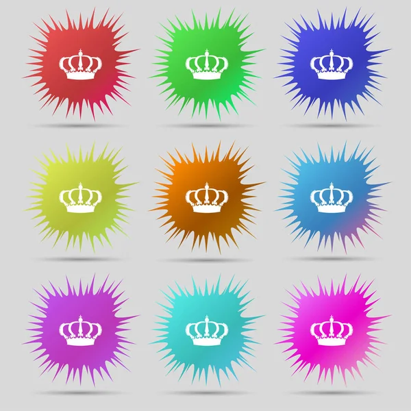 Signo Icono Corona Conjunto Nueve Botones Aguja Originales Ilustración — Foto de Stock
