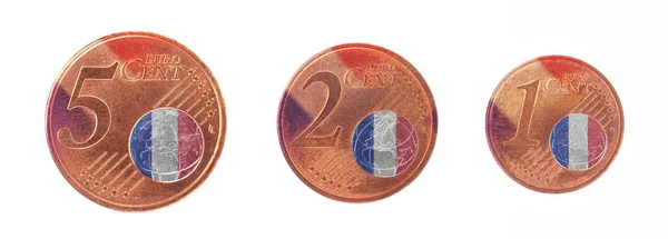 欧州連合の概念 および Eurocent フランスの旗 — ストック写真