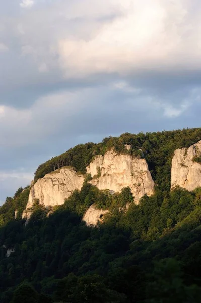 Typické Unikátní Skalní Útvary Horního Údolí Dunaje Horní Švábii Baden — Stock fotografie