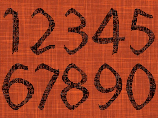 Astract Zahlen Über Orangefarbene Textur Vektor Art Illustration — Stockfoto