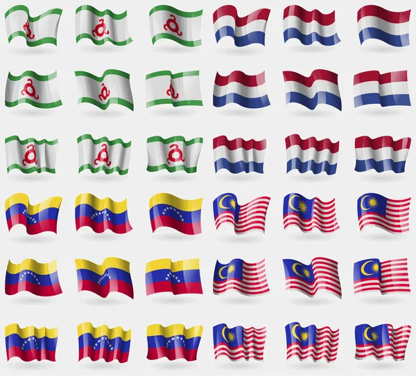Ingushetia Países Bajos Venezuela Malasia Conjunto Banderas Los Países Del — Foto de Stock