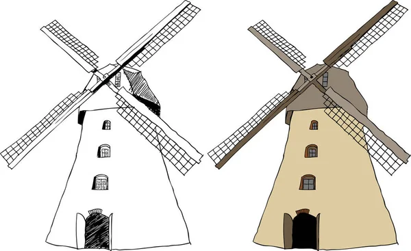 Ілюстрація Традиційного Старого Голландського Вітряка — стокове фото