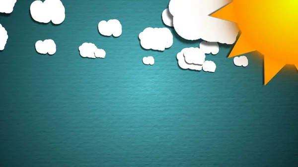 Simple Cartoon Clouds Sun Fun Background — Stock Photo, Image