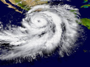 Illustration of hurricane Patricia over the Pacific approaching Mexico. Elements of this image furnished by NASA clipart