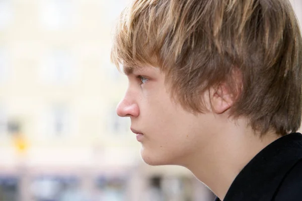 Teenage Boy Side Profile Close Headshot — Stock Photo, Image