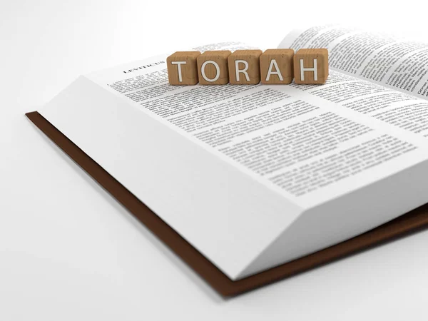 Torah Ordet Torah Placeras Ovanpå Bibeln — Stockfoto
