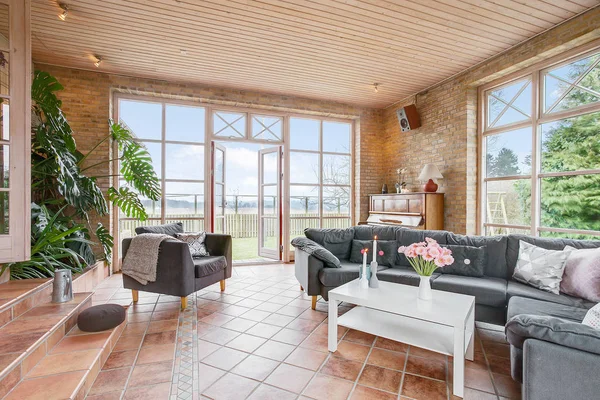 Furnished Living Room Danish Home — Stock Photo, Image