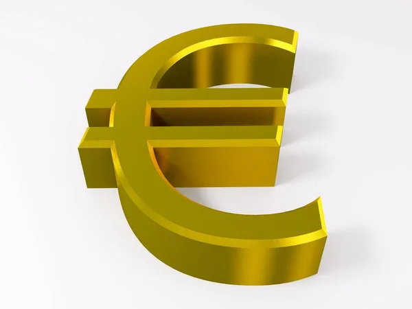 Σύμβολο Χρυσού Ευρώ Απομονώνεται Λευκό Απόδοση — Φωτογραφία Αρχείου