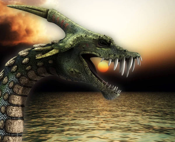 Monsterlijke Sea Snake Monster Dat Leeft Zee — Stockfoto