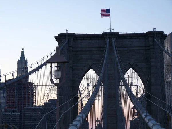 Parte Del Famoso Puente Colgante Nueva York — Foto de Stock