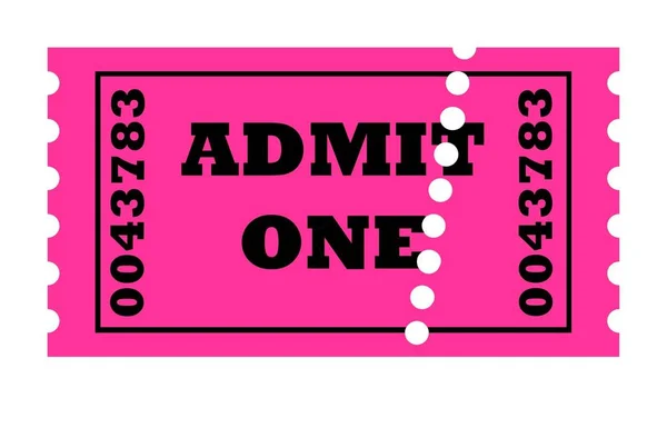 Admit one perforated ticket isolated on white background with copy space.