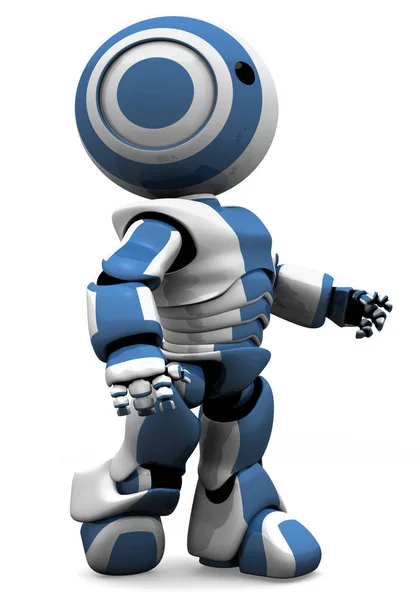 Синьо Білий Робот Йде Вперед Рішучості Або Можливо Він Щойно — стокове фото
