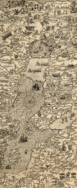 Starožitný Mapek Nornato Sea 1572 Fragment — Stock fotografie